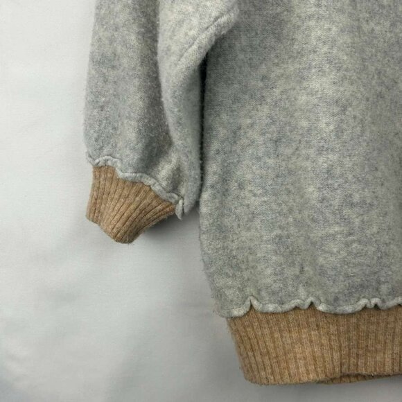 Free People Women's Medium Wool Blend Significant Other Hooded Sweater Gray/Tan - Picture 15 of 16